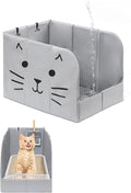 Upgraded PVC Waterproof Cat Litter Box Enclosure Splash Guard with Front Barrier, Cat Box Enclosure with Leak-Proof Bottom, Removable Mat & 2 Scoop Hooks-24.02 x 16.14 x 16.14 in
