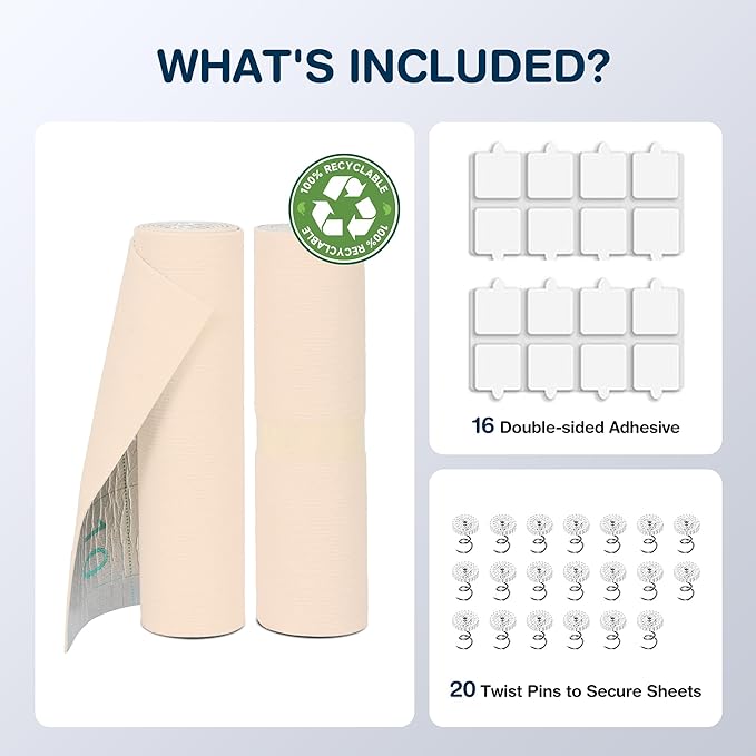 2 Pack Cat Scratcher Mat Roll for Furniture & Couch Protection | Total 157.5" x 15.8" Trimmable Self-Adhesive Carpet Cat Scratch Pad Replacement (Off White)