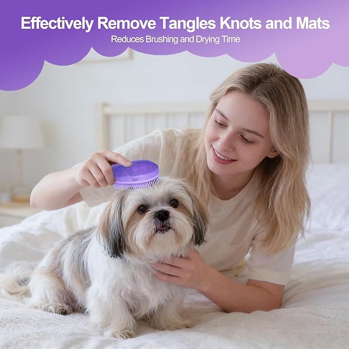 Small Dog Brush- Grooming Tool for Teddy, Yorkies, Maltese, Shih Tzu, Chihuahua - Puppy Hair Brush (Glitter Purple)