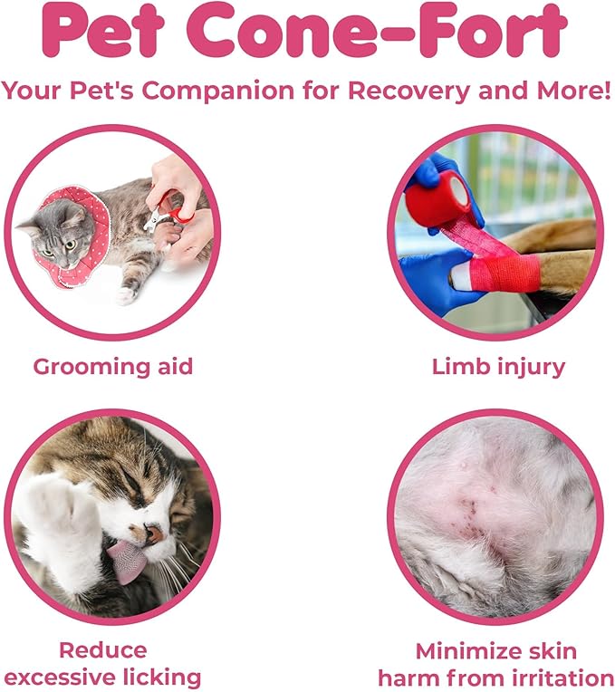SunGrow Cat Cone Collar Soft, Pet Recovery Elizabethan E Collar Soft Neck Cone to Stop Licking for Cats & Kittens After Surgery, Cat Surgical Recovery Suit for Wound Cover, Puppy Dog & Rabbit Cone