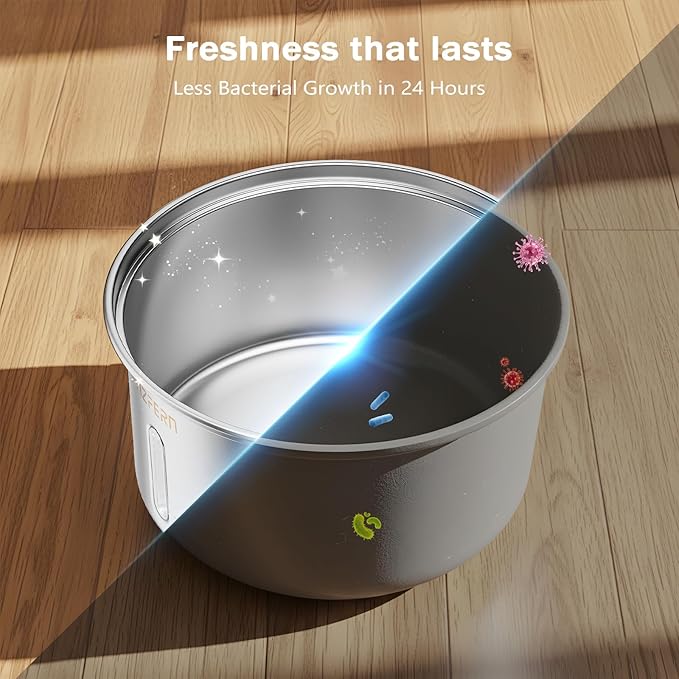Cat Water Fountain Stainless Steel 108oz/3.2L Upgrade Dual-Filtration Pet Water Fountain for Cats Indoor, Ultra Quiet Dog Water Bowls Dispenser for Drinking, Automatic Cat Watering Supplies (White)