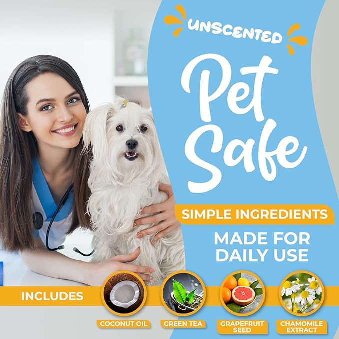 Dog Teeth Cleaning Finger Wipes - Easy Cats & Dogs Dental Care Toothbrush and Tooth Brushing Kit, Freshen Bad Breath, Reduces Plaque - 50 Count