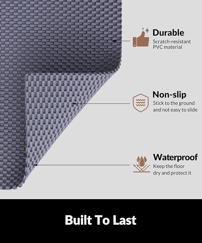 Cooyes Cat Litter Mat - Cut to Fit Any Place, 47"x35" Extra Large Litter Trapping Mat for Litter Box, Easy to Clean, Waterproof & Non-Slip Kitty Pad, Scatter Control to Protect The Floor (Grey)