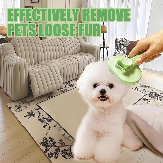 Demiya Cat Grooming Comb with Ergonomic Handle, Green Plastic Pet Brush for Cats, Detangling and Deshedding Tool (Green)