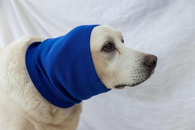 Dog Ear Muffs for Noise Cancelling, Ear Covers Outdoor Activities Neck Snood for Dog (Blue L)