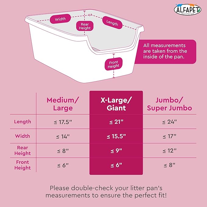 Alfapet Cat litter box liners, Elastic bags liners, 20 Count For Large, X-Large, Giant, Extra-Giant Size litterbox- With Sta-Put Technology for Firm, Easy Fit- Quick + Clever Waste Cleaners, Pack of 2