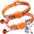 2 Pack Kitten Collars, Breakaway Reflective Cat Collar with Bells Safety Buckle Adjustable for Girl and Boy Kitty Pets, Orange