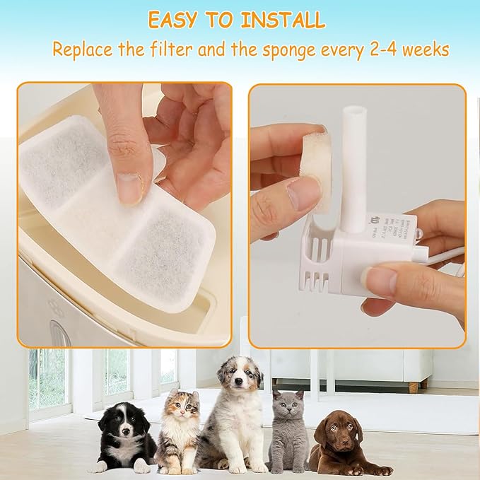 24 Pack PW04 3.5L Wireless Pet Fountain Filters for Hard Water, Reduces Limescale & Bad Taste, Compatible with Oneisall Cat Water Fountain Dispenser, Long Lasting Replacement Filter