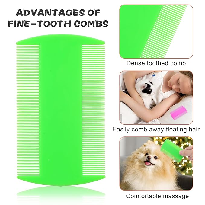 100 Pcs Flea and Tick Grooming Tool - Double Sided Comb for Small Pets, Kittens and Puppies (5 Colors)