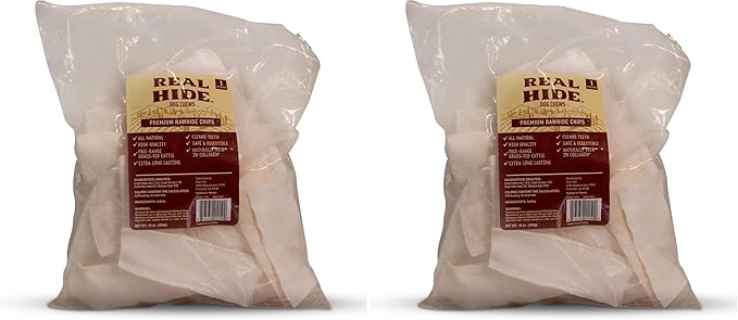 Dog Chew Treats, Rawhide Chips, Beef Hide | All Natural | 1 Pound Pack of 2 | Premium Quality | For Small/Medium/Large Dogs