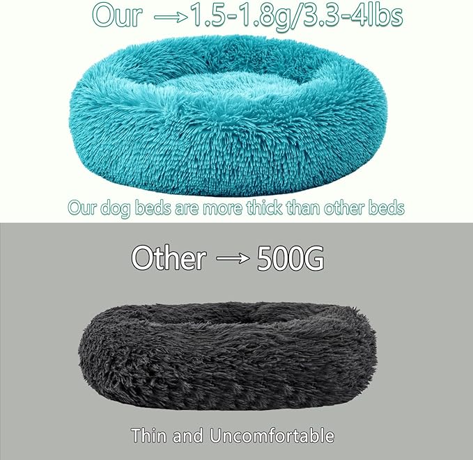 Calming Dog Bed for Medium Dogs Cats, Puppy 31'' Round Anti-Anxiety Warm Fluffy Plush Faux Fur Bed, Soft Anti-Slip Donut Washable, Cozy Medium Puppy Bed, Fits up to 50 lbs Pets