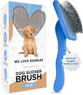 Slicker Brush for Dogs, Dog Grooming Supplies - Best Doodle & Poodle Brush for Haired Dogs - Goldendoodle Pin Detangler for Dematting (Large Curved)