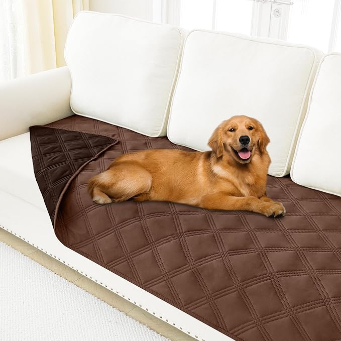 Smiry Waterproof Dog Bed Cover Blanket 40x80, Soft Reversible Pet Blanket, Washable Leakproof Cats Dogs Couch Cover for Sofa, Couch, Furniture, Brown/Chocolate