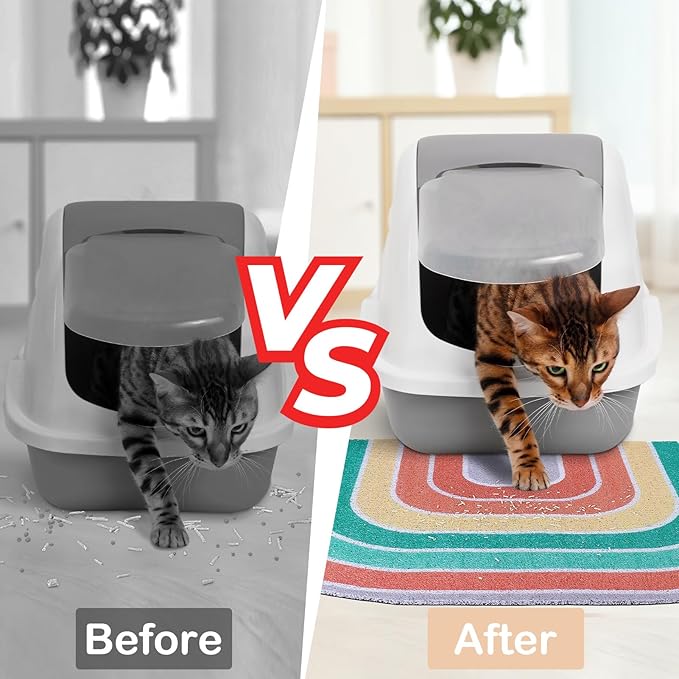 Unicorn Catcher Cat Litter Mat Quality Litter Box Mat Large Non-Slip Cat Litter Mat Litter Trapping Mat Soft Kitty Litter Mat Compatible Two Litter Boxes Cat Products Easy to Clean,Orange,L