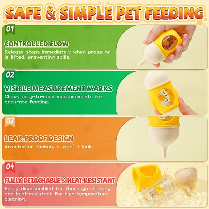 Silicone Nursing Kit for Kittens & Small Animals – Includes Feeding Nipples, Syringes, 20ml Bottle – BPA-Free, Reusable, Safe for Newborn Kittens and Puppies