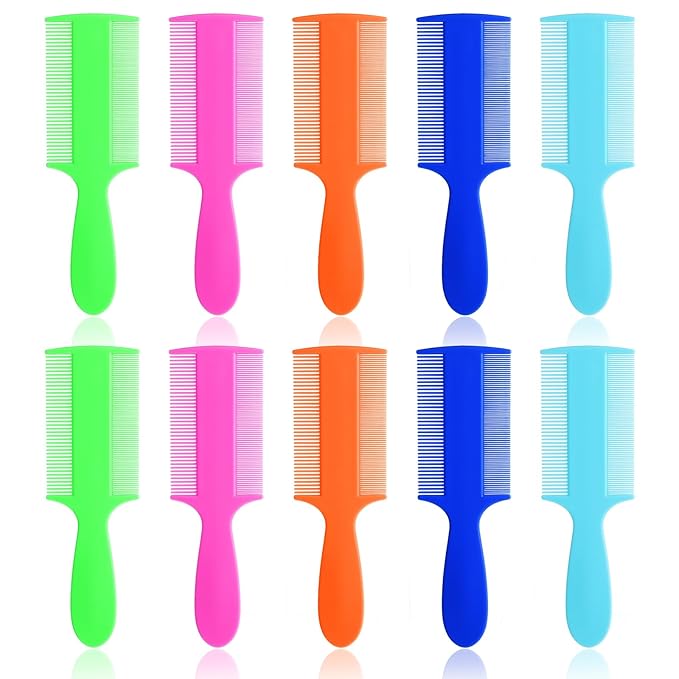 10Pcs Lice Combs Double Sided Fine Teeth Comb Plastic Head Nit Hair Combs for Newborn Babies Adults Dogs Kitten Dandruff Removal (5 Colors)
