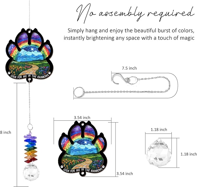 2 Layered Ornament Suncatcher - Mother's Day Father's Day Christmas Birthday Gifts for Pet Lover - Rainbow Bridge Suncatcher - Sympathy Ornament - Pets Remembrance - Paw Gift for Loss of Pet