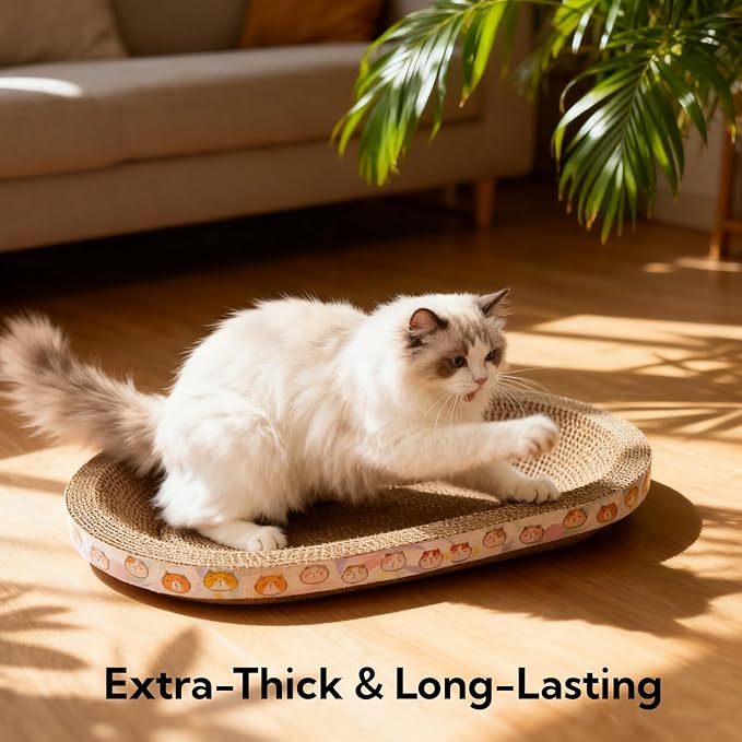 3 Pack Large Cat Scratcher Cardboard, Oval Cat Scratcher Bed Cat Scratch Pad Board Lounge Couch for Indoor Cats Bowl Shaped Cat Scratching Post Nest for Cats Grinding Claw Furniture Protector