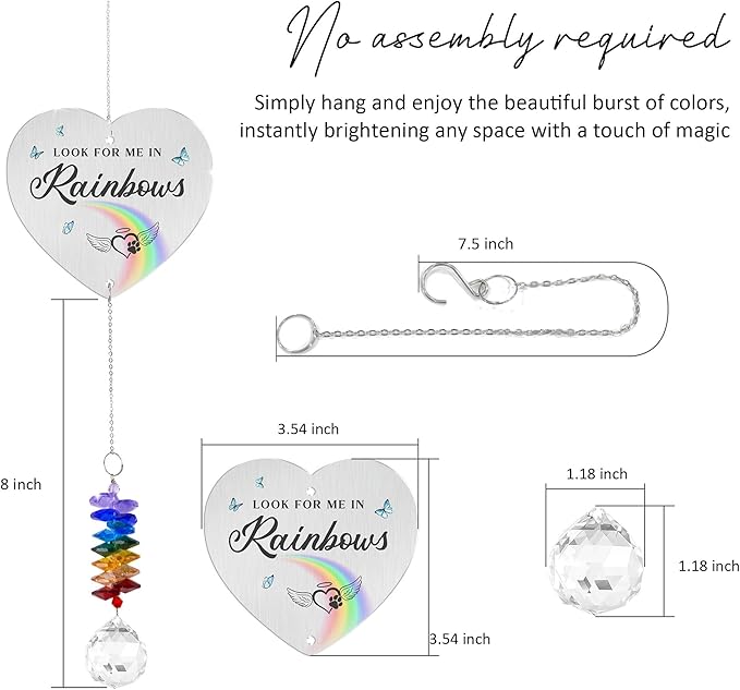 Aluminum Ornament Suncatcher - Dogs Memorial Paw Print Ornaments - Rainbow Bridge Gifts - Sympathy Gift - Pets Remembrance Keepsake - Mother's Day for Dog Mom Dad