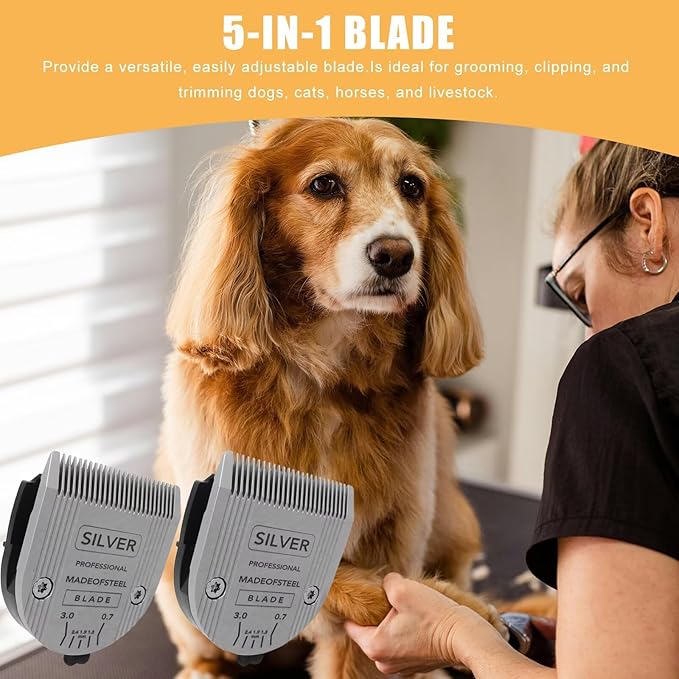 5-in-1 Multifunctional Pet Hair Clipper Replacement Blades 2pcs/Set for Wah l Professional Animal for Arcos Bravura Chromado Creativa Figura Motion Cordless Animal Trimming Grooming Blades
