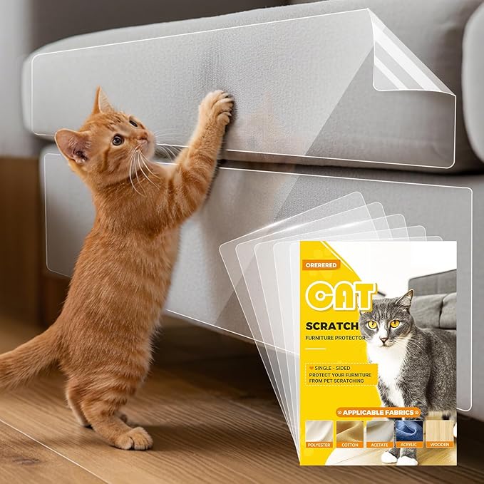 Furniture Protectors from Cats Scratching, 15-Pack Complete Sofa Set - Clear Self-Adhesive Sofa & Chair Protectors from Cat Claws Single-Sided Easy-to-Apply, 14in