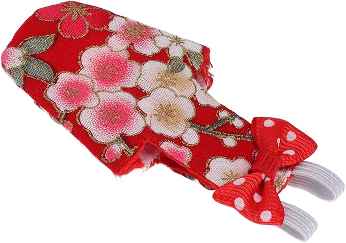 Bird Diaper Parrot Flight Suit Washable Reusable Cotton Cloth with Liner Adjustable Strap for Pet Birds Macaw Cockatiel Conure Lovebird Parakeet (S red Cherry Blossoms)