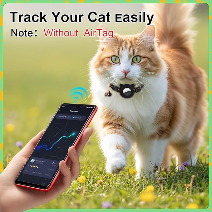 3 Pack Airtag Cat Collars Breakaway Moons Stars Cat Collars with Air Tag Holder and Bells Adjustable Safety Kitten Collars for Girl Boy Cats