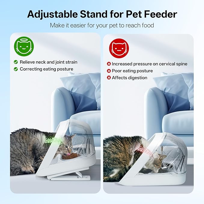 Adjustable Stand for Micro Chip Automatic Pet Feeder and Connect, YOIHABV Elevated Cat Feeder Stand, 0, 15, 20 Degree Adjustment, Raise Cat Food Dispenser, Easier for Pets to Reach Food