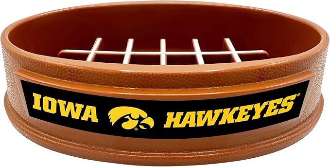 NCAA Super-Bowl - Iowa Hawkeyes Slow Feeder Dog Bowl. Football Design Slow Feeding Cat Bowl for Healthy Digestion. Non-Slip Pet Bowl for Large & Small Dogs & Cats