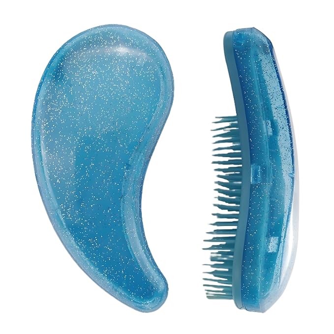 Comma-Shaped Small Dog Brush, Fit for Yorkie, Shih Tzu, Maltese Maltipoo Pomeranian - Gentle Soft Bristles for Effortless Pet Hair Removal, Puppy Essentials (Crystal Blue)