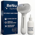3-in-1 Self-Cleaning Steamy Pet Brush for Dogs & Cats, Fresh Fur Shower Brush That Removes Loose Hair, Reduces Shedding, Grooming Tool for Long & Short Hair, Wet or Dry Use (White)