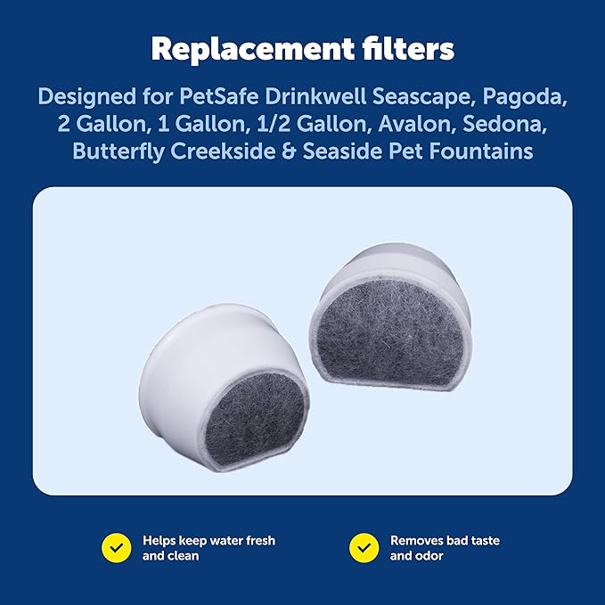 PetSafe Drinkwell Avalon & Pagoda Fountain Activated Carbon Filters - Better Hydration Choice - Long-Lasting Purity - Odor-Free Drinking - Universal Filter Replacement - 4 Pack