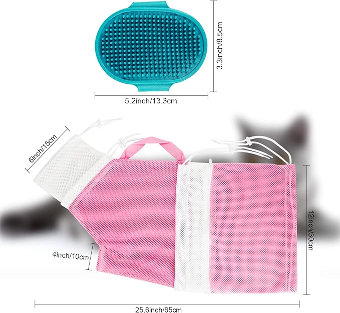 Cat Bathing Bag Adjustable Cat Grooming Net Bag Anti-bite & Anti-Scratch Cat Bath Washing Restraint Bag, Breathable Mesh Cat Grooming Bag for Shower, Nail Trimming, Injection