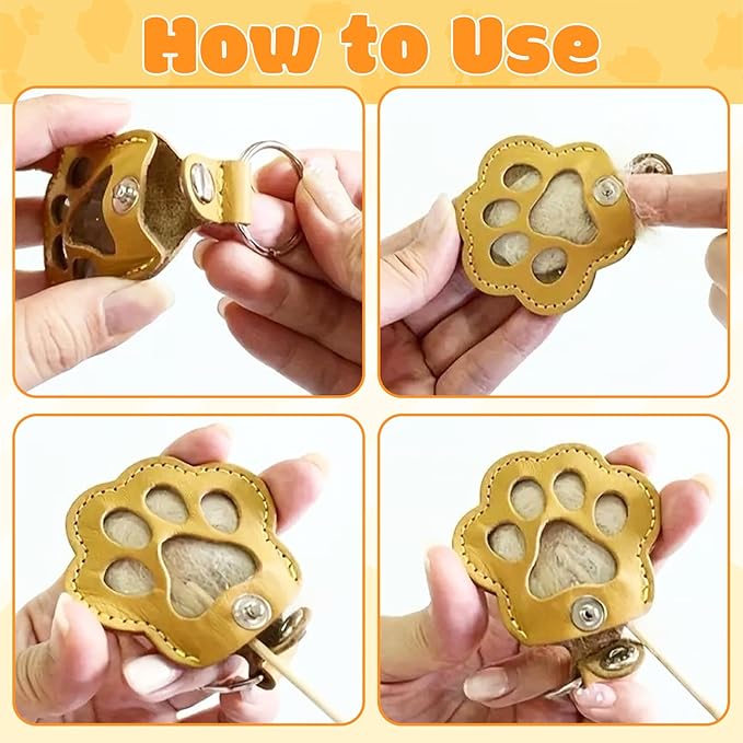 Pet Memorial Gifts for Dogs Cats, Leather Paw Print Pet Fur Keepsake Keychain, Cute Charm for Pet Lovers