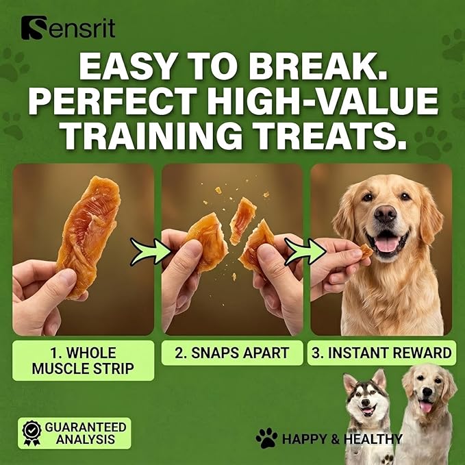 Whole Chicken Breast Dog Treats - 10 Oz (285g) Premium Jerky, High Protein (45%) Real Meat Snacks, Low Fat Training Rewards for Small Medium Large Dogs, Healthy Chews