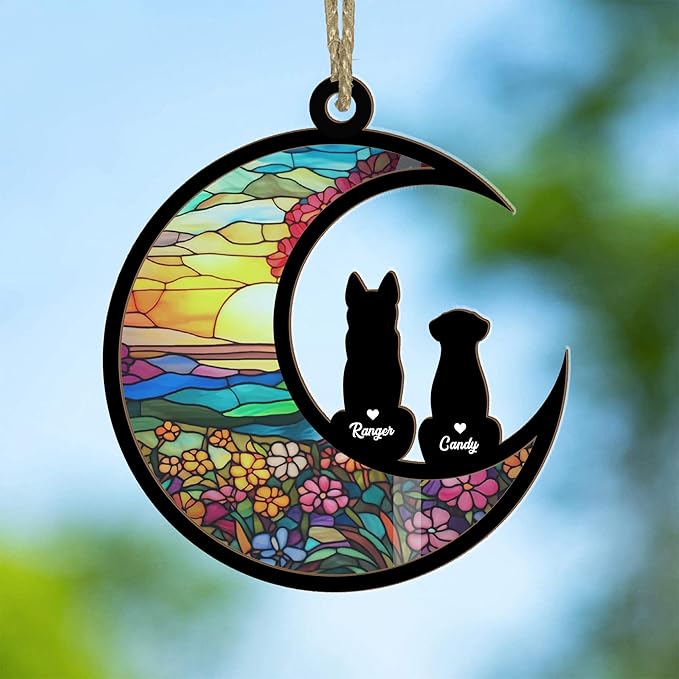 Dog Memorial Ornament Pet Loss Suncatcher, Gifts for Dog Lovers,