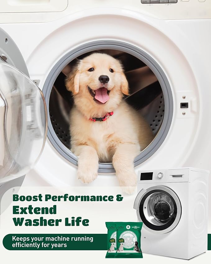 SEMECH by Seedshub Pet Hair Dissolver for Washing Machine-6 Sachets, 96.7% Hair Dissolution, Dog & Cat Hair Remover, Removes Odors & Residue, HE Compatible for Front & Top Load Washers, Septic Safe