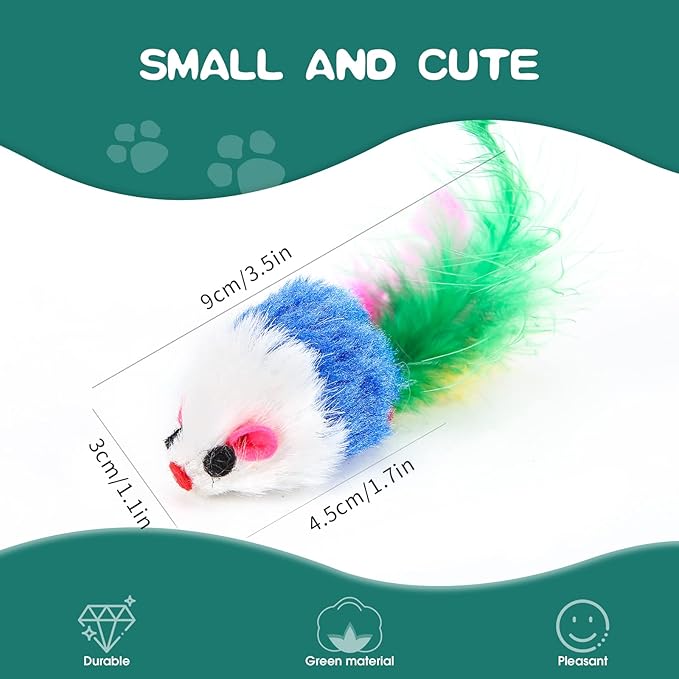 FYNIGO Cat Mouse Toys 17 Pack - Realistic Interactive Plush Hunting Catnip Toys with Feather Tails & Rustle Sound, Fun Kitten & Indoor Cat Toys Set, Best Gift for Cat Lovers
