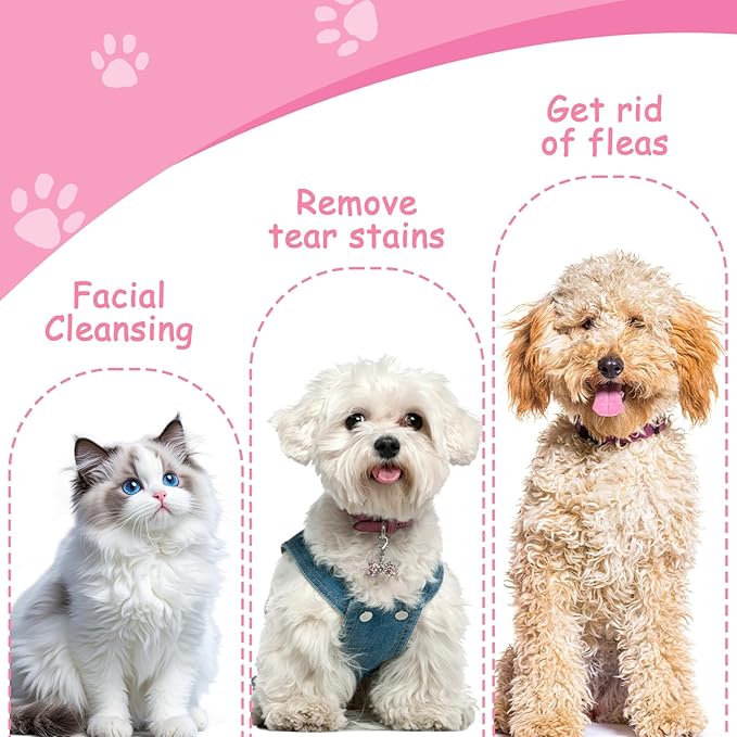 Dog Flea Comb for Dogs Tear Stain Remover, 4 Pack Pet Combs, Grooming Dog Comb, Stainless Steel Tear Stain Remover for Dogs, Lice Brush & Tick Combs