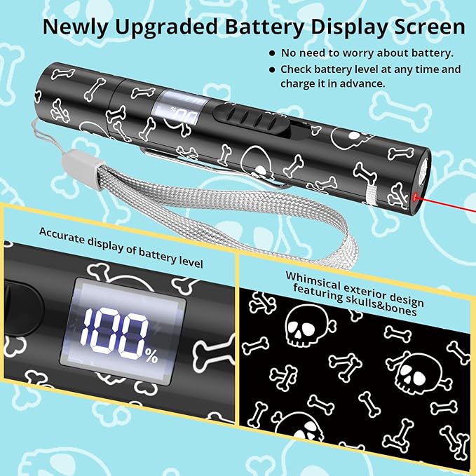 Waputne Cat Toy for Indoor Cats, Battery Level Display Screen, USB Rechargeable Kitten Toys with 7 Adjustable Patterns, Interactive Chase Toys for Indoor Cats & Dogs, Training & Exercise Fun（1 pcs）