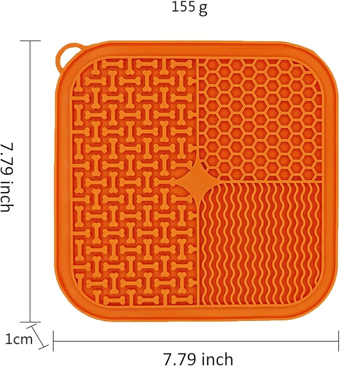 Dog Lick Mat, Slow Feeder Licking Mat for Dogs and Cats with Suction Cups, Non-Slip Lick Pad for Feeding and Training (Orange)