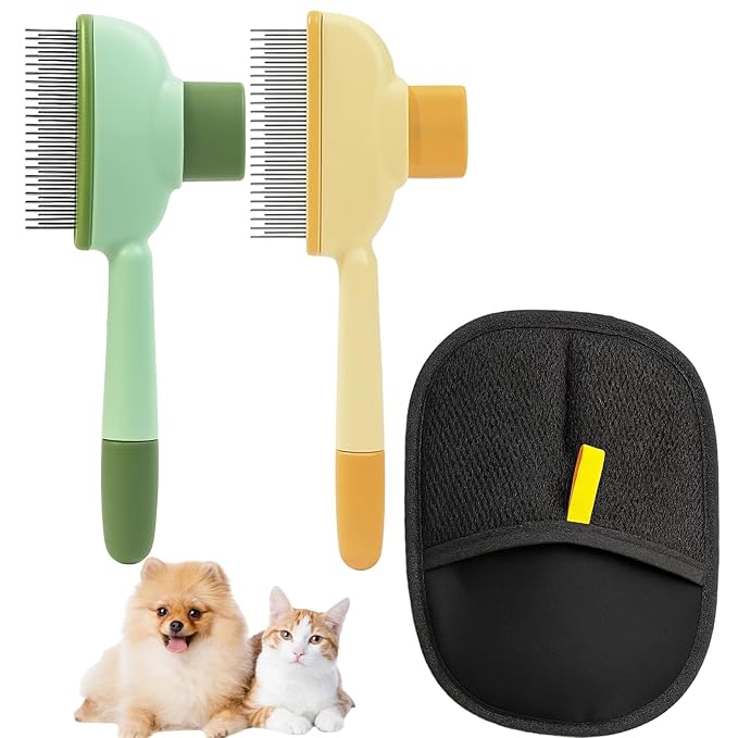 3-Piece Flea Comb Set for Cats, Flea Comb for Cats and Kittens, Cat Flea Comb with Stainless Steel Teeth, Flea Brush for Cat Grooming and Flea Removal, Gentle on Skin