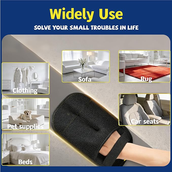 4-in-1 Pet Hair Removal Kit, Reusable Lint Roller, Anti-Slip Glove, Deshedding Comb, Portable Sticky Roller for Cats and Dogs（Blue）