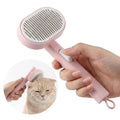 Cat Brush Self Cleaning Pink, Ergonomic Handle Slicker Brush with Release Button, Pet Hair Remover for Cats and Dogs Loose Undercoat
