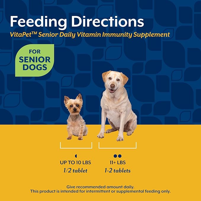 NaturVet –VitaPet Senior Daily Vitamins for Senior Dogs – Plus Glucosamine – Full Spectrum of Vitamins & Minerals – Enhanced with Glucosamine for Added Joint Support – 60 Time Release Tablets