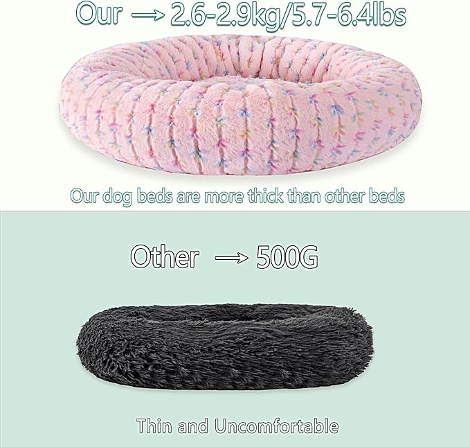 39 Inch Calming Dog Bed for Large Dogs, Round Anti-Anxiety Warm Bed, Soft Cozy Anti-Slip Donut Washable Pet Bed, Fits up to 100 lbs Pets