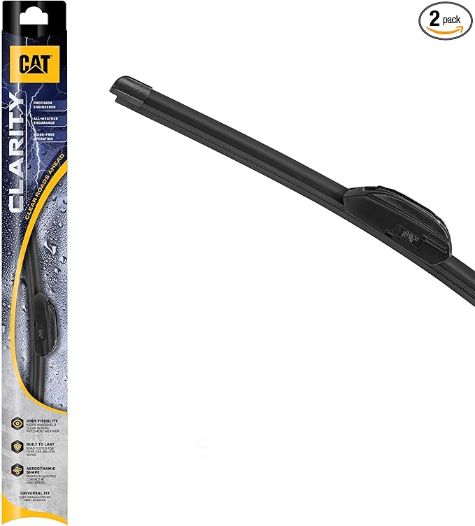 CAT Clarity Wiper Blades (2-Pack), Premium Performance Direct OEM Replacement, Universal Fit Front Windshield Wiper Blades, Durable Streak-Free Spotless Silent Easy Installation - 26" + 19"