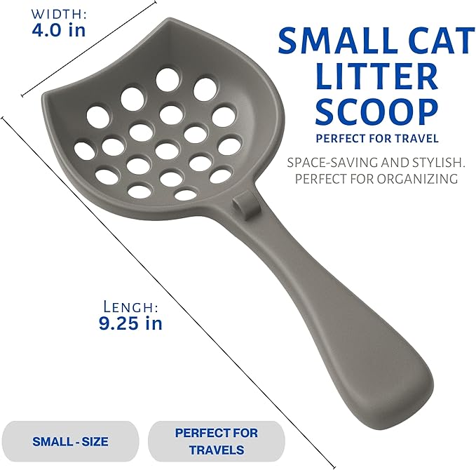 Small cat Litter Scooper with Holder: Perfect for Small Spaces. cat Litter Scooper with Holder: Easy to Store Anywhere. cat Scooper for Litter Box - Pellet Litter Scoop (Dark Grey)