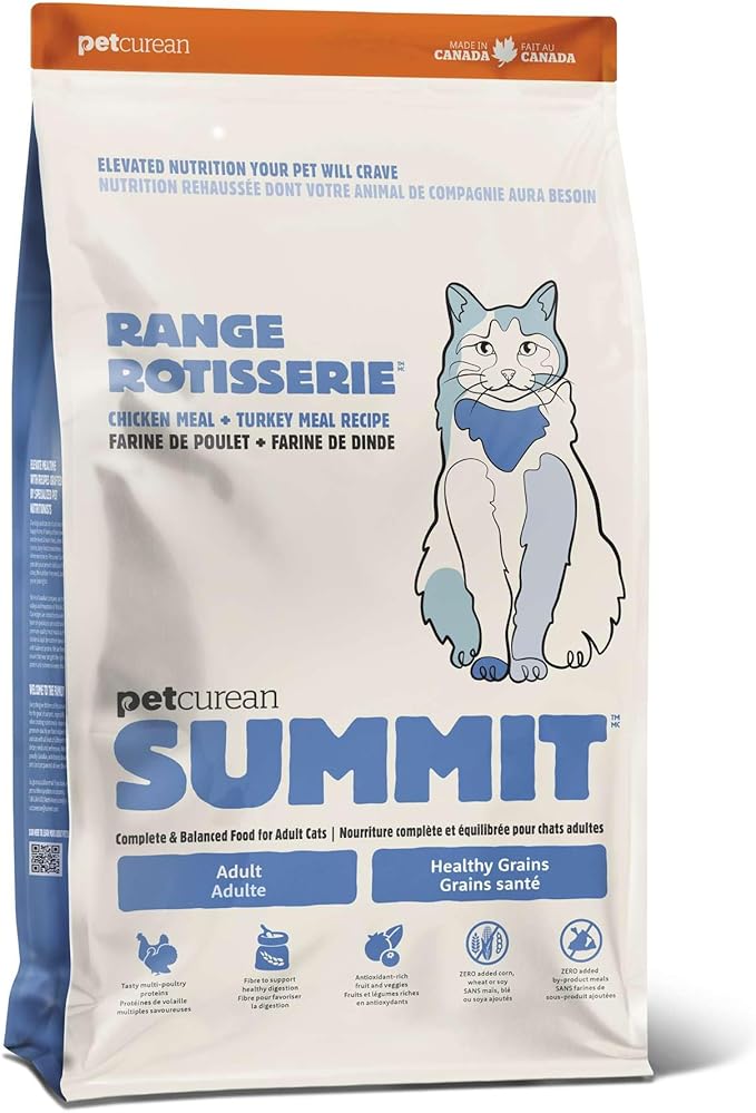 Summit Range Rotisserie Chicken Meal + Turkey Meal Dry Cat Food, Affordable, Healthy Kibble for Adults & Seniors, Multi-Animal Protein for Picky Eaters, Pumpkin for Sensitive Stomachs, 12 lb Bag