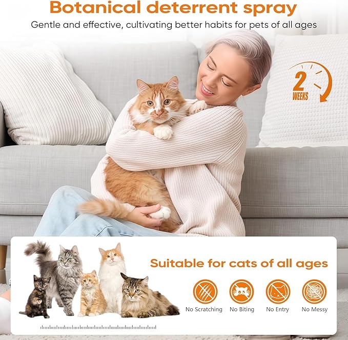 Cat Deterrent Spray, Citrus Spray for Cats, Anti-Scratch & Anti-Marking for Furniture, Sofas & Carpet, Indoor & Outdoor Furniture Protection 7.0 OZ